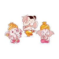 Combo Set of 4 Wall Stickers  | Bal Ganesh | Cute bal Krishna makhan chor | Royal Ganesh | Radhe Krishna with Flute-thumb1