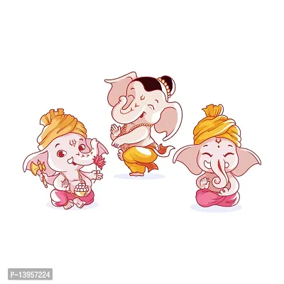 Combo Set of 4 Wall Stickers  | Bal Ganesh | Cute bal Krishna makhan chor | Royal Ganesh | Radhe Krishna with Flute-thumb2