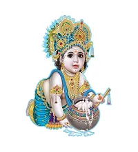 Combo Set of 4 Wall Stickers  | Bal Gopal with Makhan Matki | Classic Radha Krishna | Gajanand | Sherawali Maa-thumb1