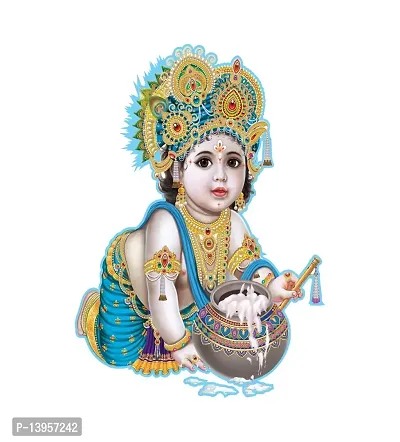 Combo Set of 4 Wall Stickers  | Bal Gopal with Makhan Matki | Classic Radha Krishna | Gajanand | Sherawali Maa-thumb2