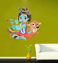 Combo Set of 4 Wall Stickers  | radhe krishna Multicolor | krishna Black | lord Krishna flute playing with cow | Cute bal Krishna makhan chor-thumb3