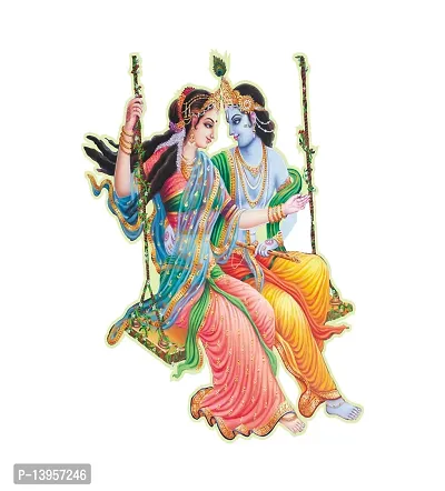 Combo Set of 4 Wall Stickers  | Nandlal with Cow | Bal Gopal with Makhan Matki | Radhey Shyam | Radha Krishna Raas-thumb5