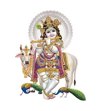 Combo Set of 4 Wall Stickers  | Nandlal with Cow | Bal Gopal with Makhan Matki | Radhey Shyam | Radha Krishna Raas-thumb1