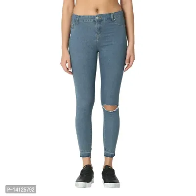 OVERS Women's Denim Skiny Fit~High Rise~Knee Slit Jeans