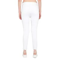 OVERS Women's Cotton Blend Skiny Fit~High Rise~Knee Slit Jeans(White)-thumb1