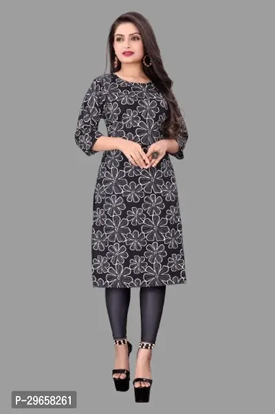 Beautiful Grey Crepe Printed Straight Kurta For Women