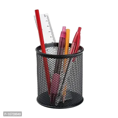 Prisha Ent Round Metal Mesh Desk Organizer Pen Stand Pencil Holder Stationery Storage Stand For Office Table Office Accesories-thumb0