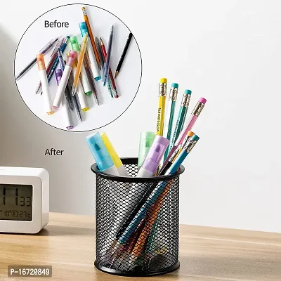 Prisha Ent Round Metal Mesh Desk Organizer Pen Stand Pencil Holder Stationery Storage Stand For Office Table Office Accesories-thumb4