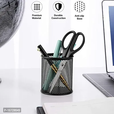 Prisha Ent Round Metal Mesh Desk Organizer Pen Stand Pencil Holder Stationery Storage Stand For Office Table Office Accesories-thumb5