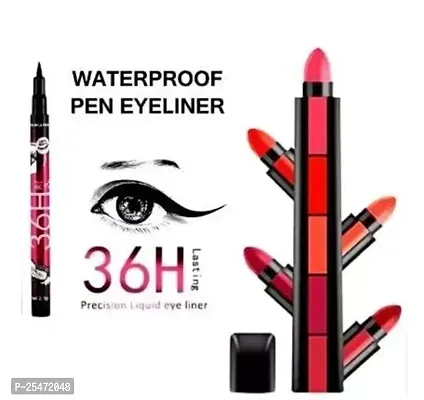 Perfect Matte 5 In 1 Lipstick Pack Of 1 + 36H Shills Eyeliner Pack Of 1-thumb0