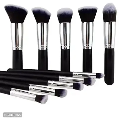 Professional Premium 10 Piece Makeup Brushes - Foundation, Contour, Lip, Concealer, Eyebrow, Blush, Powder, Eyeshadow Blending Brush Set For Makeup With Fix Pouch-thumb0