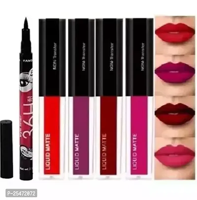 Red Edition Matte Minis Waterproof Long Lasting Liquid Lipsticks With Waterproof 36H Eyeliner-thumb0