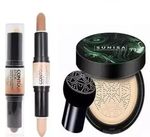 SUNISA Water Proof Korean Mushroom Head Air Cushion Foundation And Essential Makeup Combo