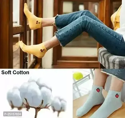 Women Cotton Socks Ankle Length Sneaker Length Printed Cotton Colourful Odour Free Socks For girls Pack of 5 multicolor-thumb3