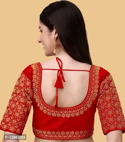 Reliable Red Silk Blend Embriodered Padded Blouses For Women-thumb2