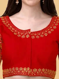 Reliable Red Silk Blend Embriodered Padded Blouses For Women-thumb3