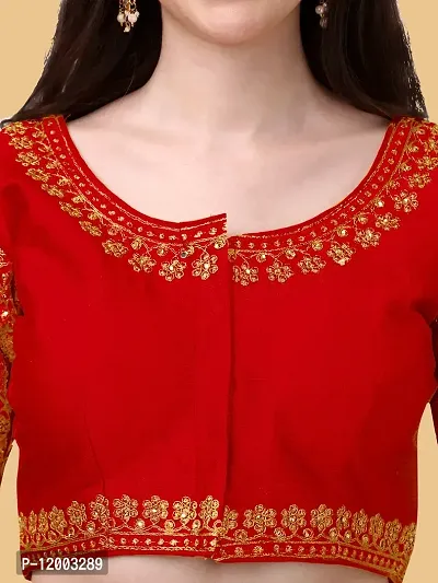 Reliable Red Silk Blend Embriodered Padded Blouses For Women-thumb4