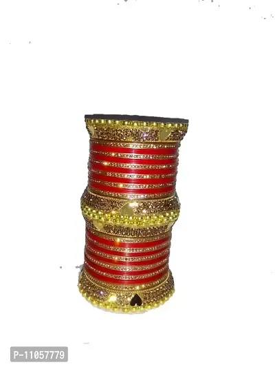 Red Chuda Mirror Work Party Wear Bangles