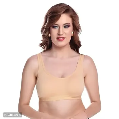 Stylish Beige Cotton Solid Bras For Women-thumb0