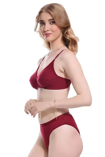 Stylish Self Pattern Bra And Panty Set For Women