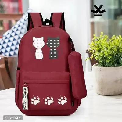Womens Casual Handbag for Collage and School trending Backpack and Backpack for Women(Casual Bag) (Couple cat)-thumb0
