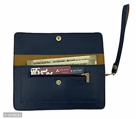 Women's Blue Stylish Clutch,wallet With Multiple Card Slot-thumb2