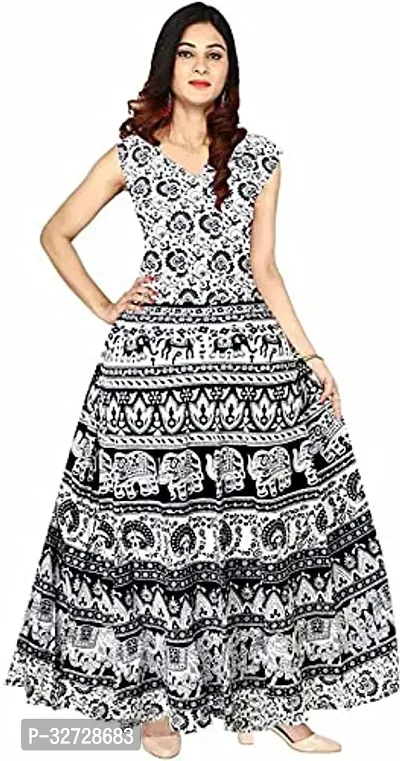 Stylish Multicoloured Cotton Floral Printed Dress For Women-thumb0