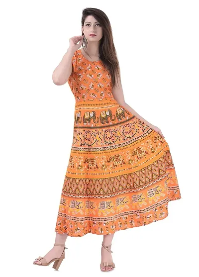 E-WISH BOX Rajasthani Traditional Women's Maxi Long Dress Jaipuri Dress DN-8