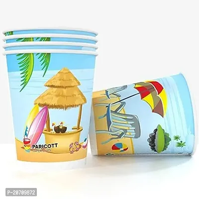 Sea Beach Printed Disposable Party Paper Cups for Hot and Cold Beverages 7Oz - 200 Pieces, Multicolour-thumb0