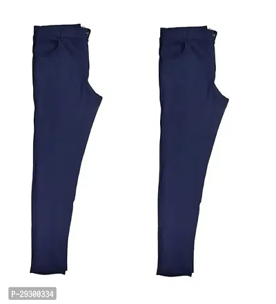 Stylish Blue Polyester Solid Regular Track Pants For Men-thumb0