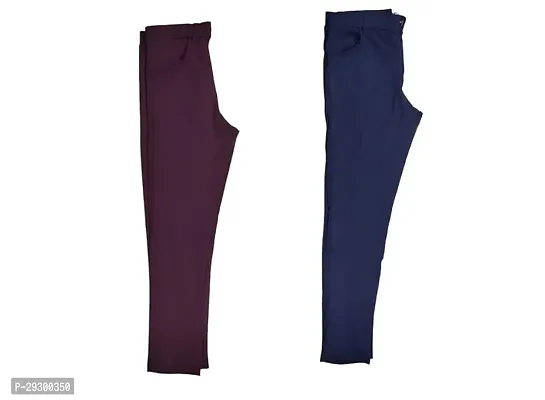 Stylish Multicoloured Polyester Solid Regular Track Pants For Men Pack Of 2