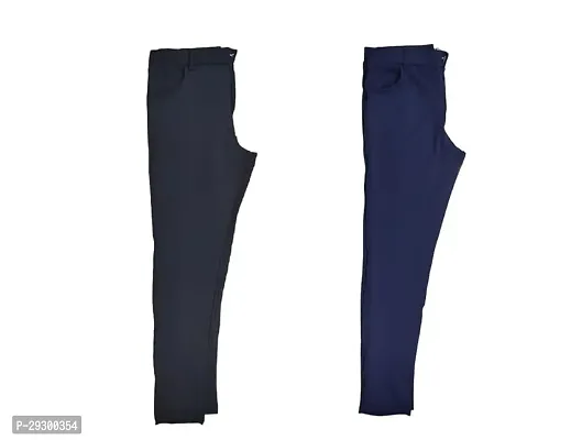 Stylish Multicoloured Polyester Solid Regular Track Pants For Men Pack Of 2