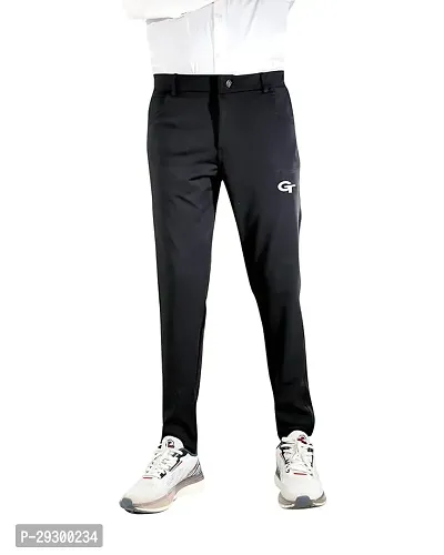 Stylish Grey Polyester Solid Regular Track Pants For Men-thumb0