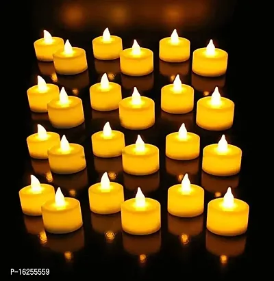 SahuShopello Operated LED Candle Tealight Diya Decorative Lights for Home Wall Lighting Decoration Flame Less Candles for Christmas, Birthday, Diwali Decorative Candles (Warm Yellow) (Pack of 12)-thumb0