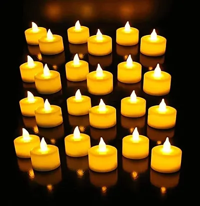 SahuShopello Operated LED Candle Tealight Diya Decorative Lights for Home Wall Lighting Decoration Flame Less Candles for Christmas, Birthday, Diwali Decorative Candles (Warm Yellow) (Pack of 12)