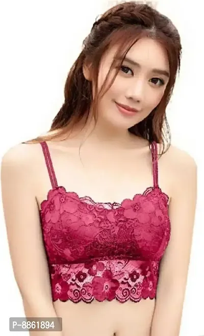 Stylish Maroon Lace Lace Bras For Women