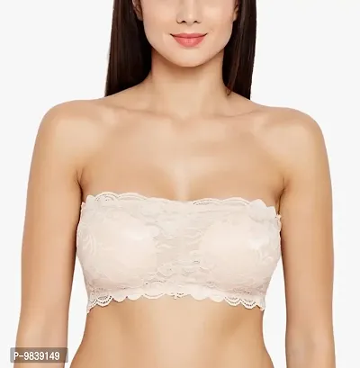 Beautiful lace tube bra with transparent straps