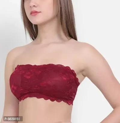 Beautiful lace tube bra with transparent straps
