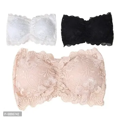 Women's Lace Tube Strapless Padded Bra (Free Size, 28B to 34B)