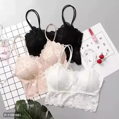 Stylish Cotton Blend Lace Bras For Women-thumb0