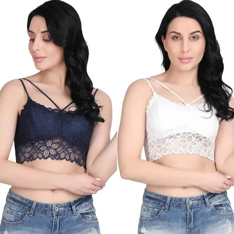 Stylish Net Lace Non Padded Bras For Women