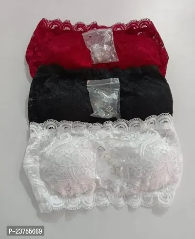 Fancy Lace Tube Padded Bra Pack of 3