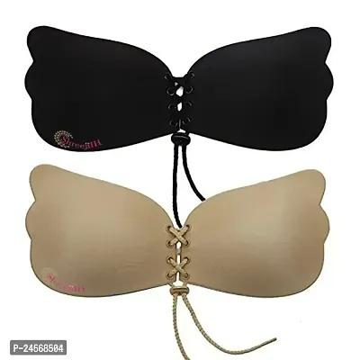 Women Silicone Lightly padded Wire Free Plunge Bra-thumb0