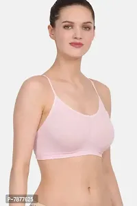 Women's and Girl's Nylon and Spandex Non-Padded and Non-Wired Thin Strip Sports Bra, Air Bra, Free Size (Size 28 to 36) -Nude, Maroon and skin-thumb1