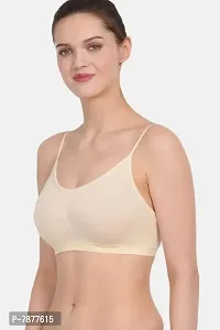 Women's and Girl's Nylon and Spandex Non-Padded and Non-Wired Thin Strip Sports Bra, Air Bra, Free Size (Size 28 to 36) -Nude, Maroon and skin-thumb2