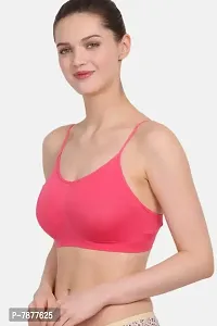Women's and Girl's Nylon and Spandex Non-Padded and Non-Wired Thin Strip Sports Bra, Air Bra, Free Size (Size 28 to 36) -Nude, Maroon and skin-thumb3