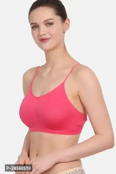 Women's and Girl's Nylon and Spandex Non-Padded and Non-Wired Thin Strip Sports Bra, Air Bra, Free Size (Size 28 to 36) -Nude, Maroon and skin-thumb4