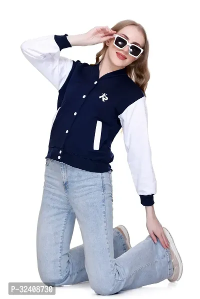 Stylish Blue Fleece Jacket For Women-thumb0