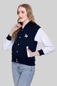 Stylish Blue Fleece Jacket For Women-thumb1