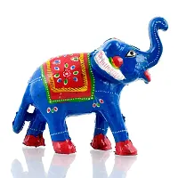 Rajasthani Art Shop Mache Handmade Elephant Showpiece Figurine Set of 1 for Living Room Home D?cor and Gift Purpose (Sky Blue)-thumb1